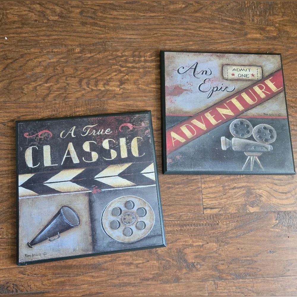 Movie Film Wall Decor - Black Grey Set 2 Size 13